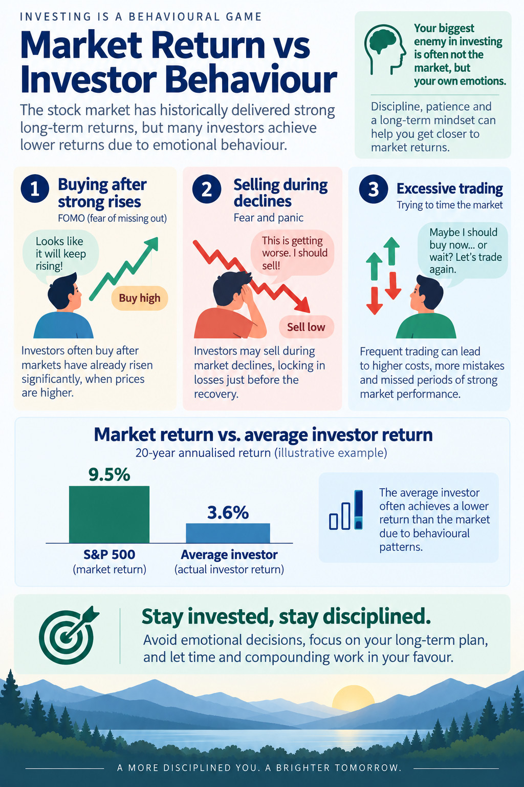 Market return versus investor behaviour: buying after rises, selling in declines, and excessive trading
